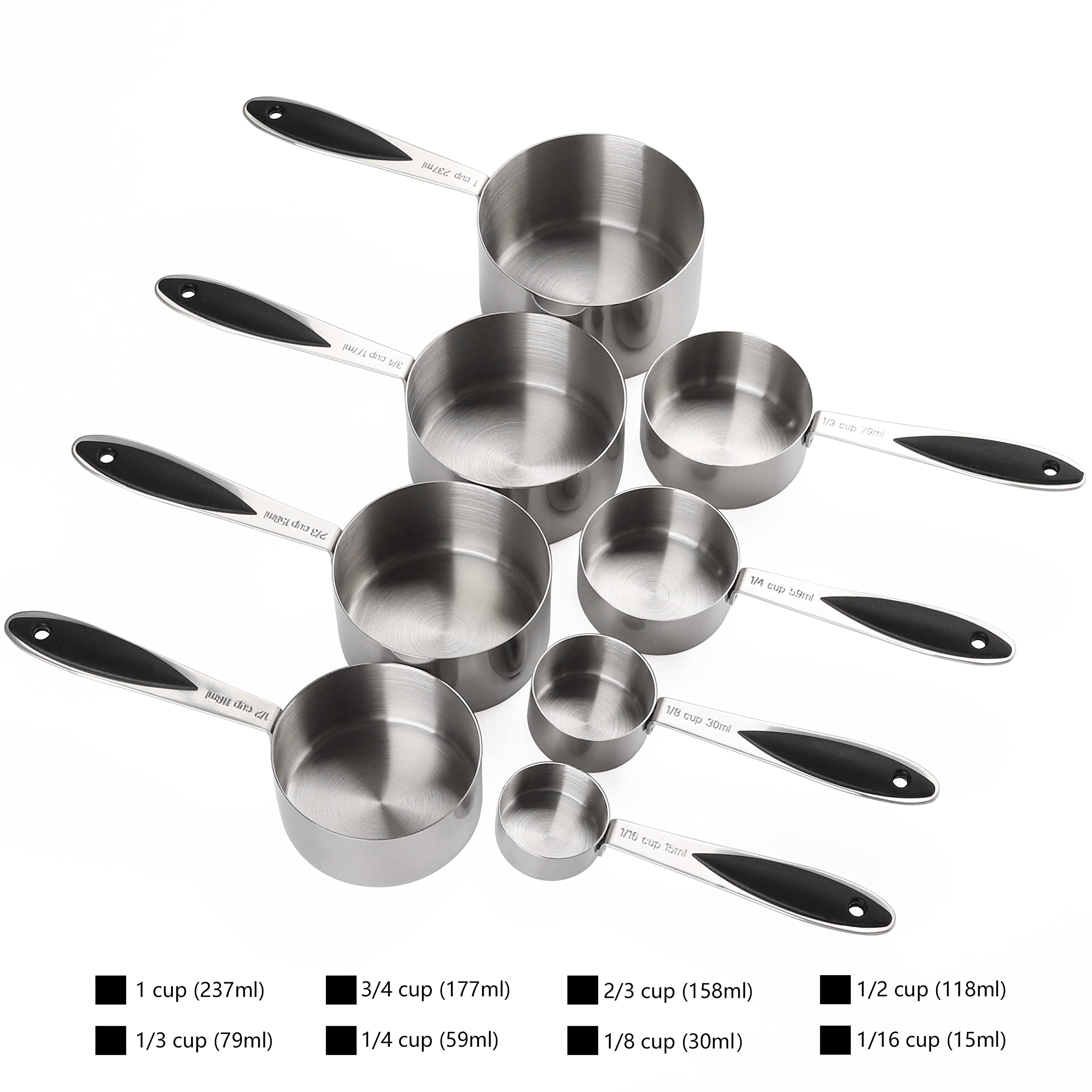 Turewin stainless steel cups with silicone grip for comfortable, non-slip use.