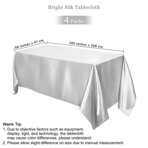 TURSTIN silver satin tablecloth closeup highlighting soft texture and shine