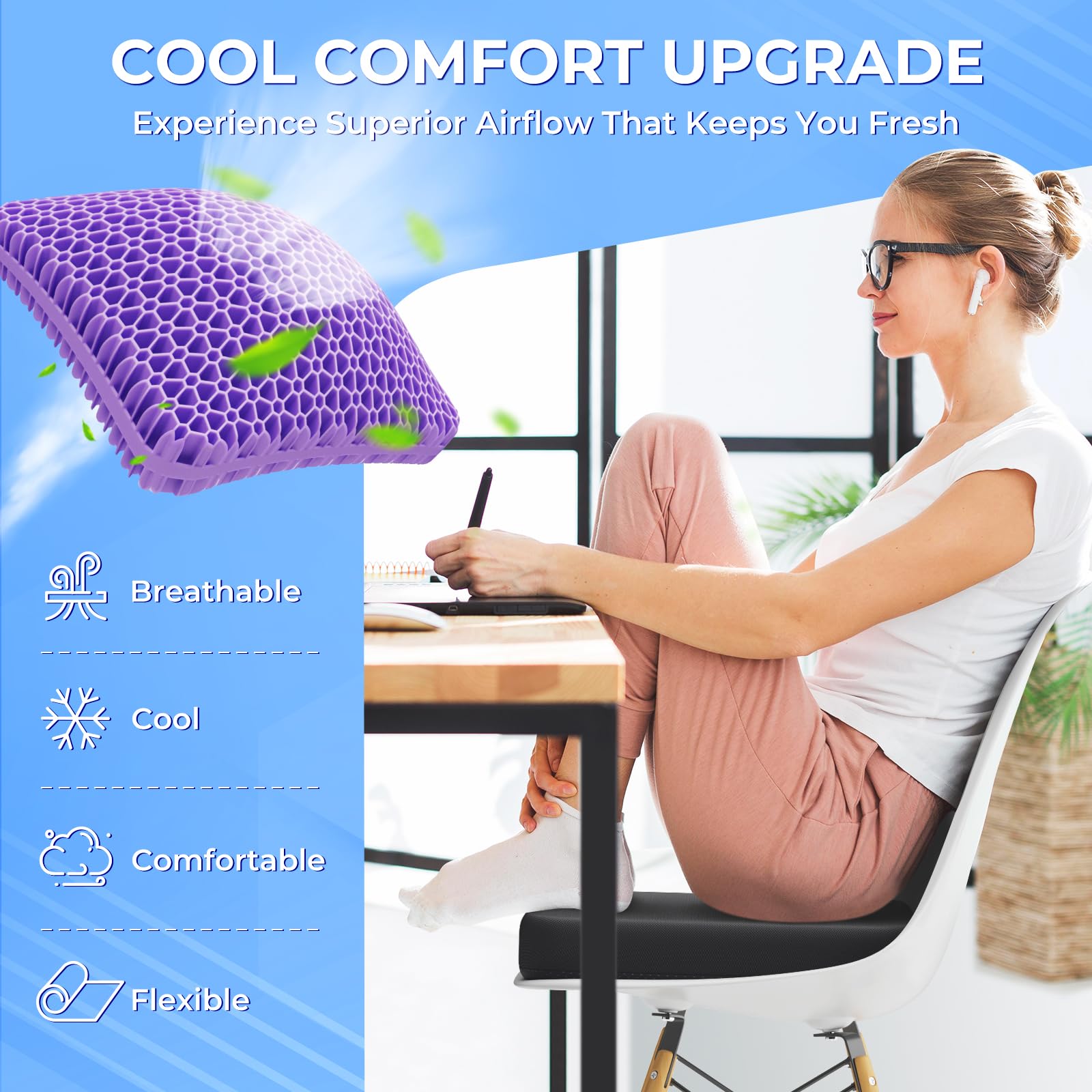 TushGuard gel seat cushion side profile showing ergonomic shape and support