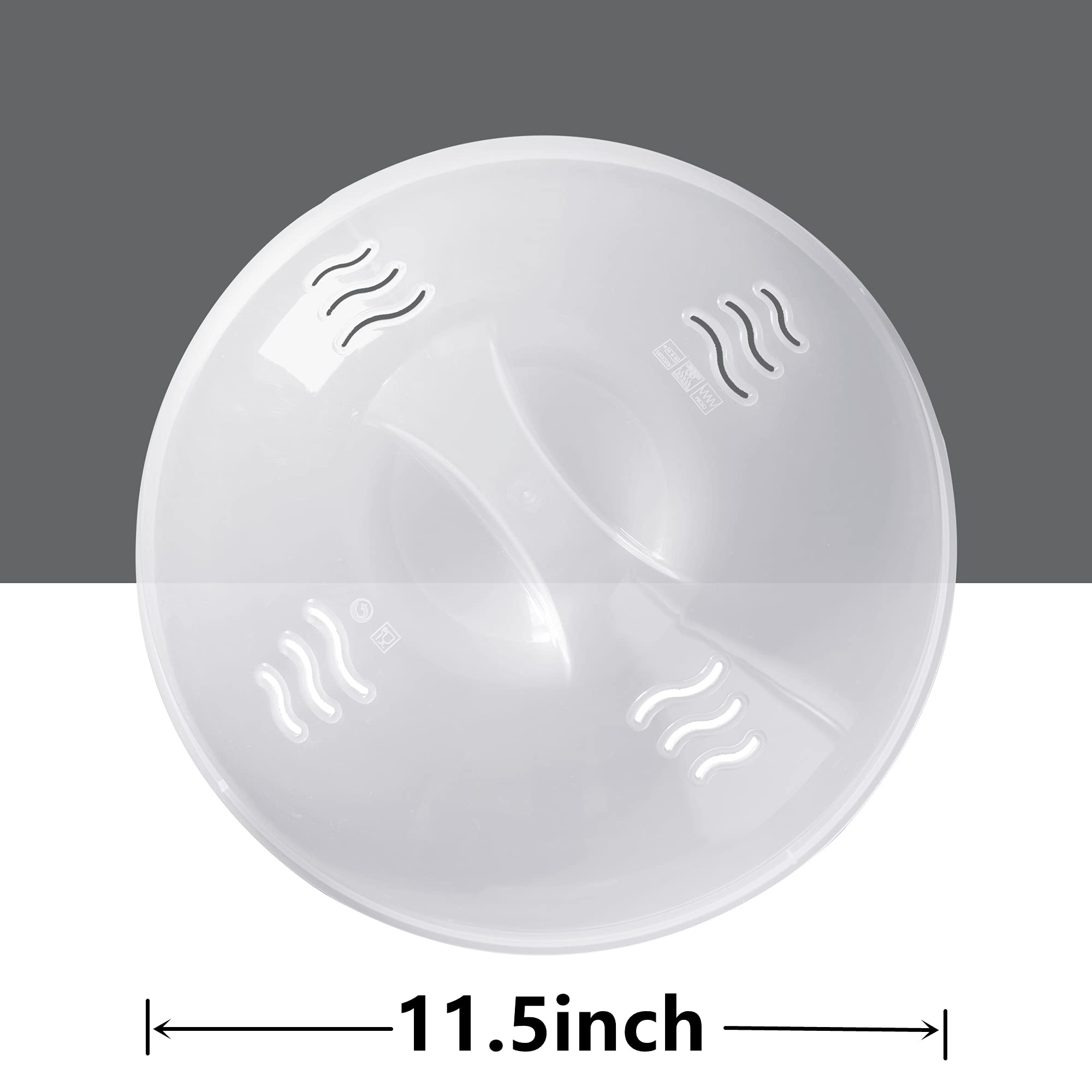Tusjiain plate-fit compatibility with an 11.5x11.5 inch lid that fits most plates.