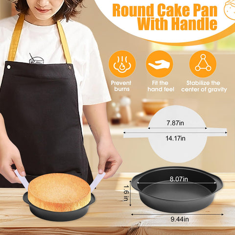 Tutikuki three-piece nonstick cake pans with handles for easy transfer.