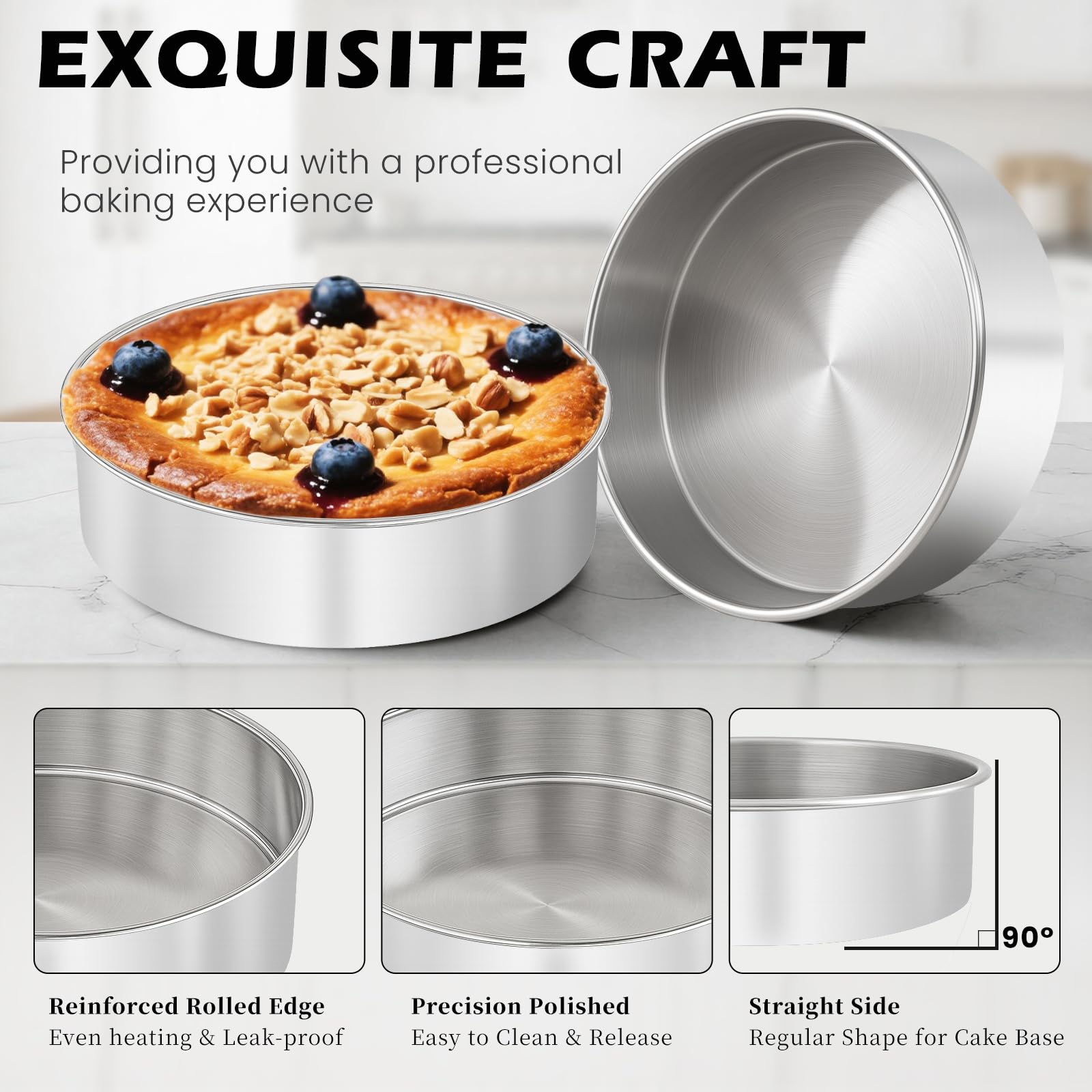 Tutikuki 3pc stainless steel cake pans for daily use.