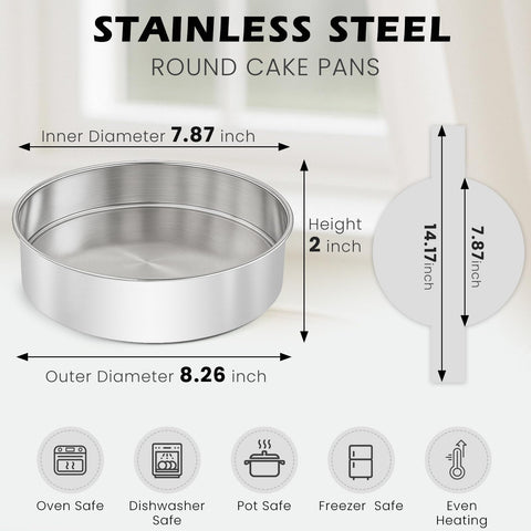 Tutikuki 8in cake pan set side angle highlighting sturdy walls.