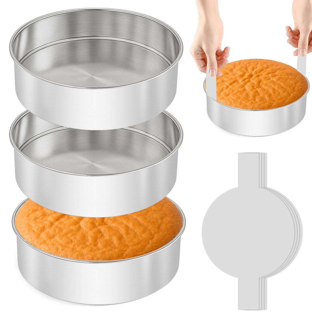 Tutikuki 8in cake pan set top view showing even baking potential.