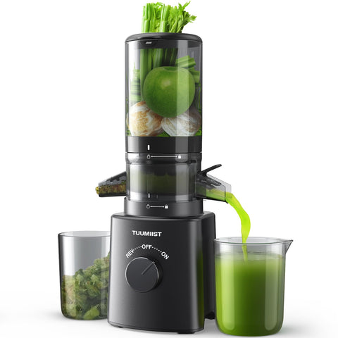 TUUMIIST juicer with 4.6 inch feed chute enabling whole-fruit juicing