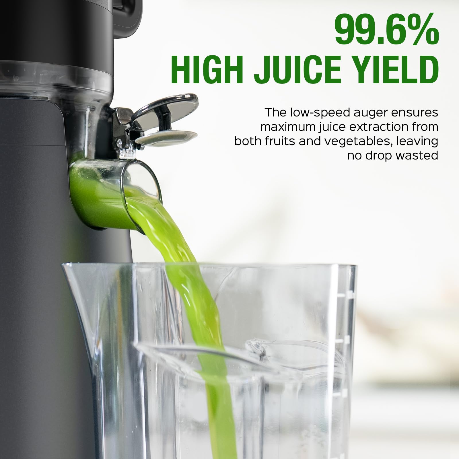 TUUMIIST juicer delivers high juice yield with cold-pressed extraction.