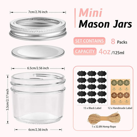 TUZAZO 4oz mason jar airtight seal ideal for jams and yogurts