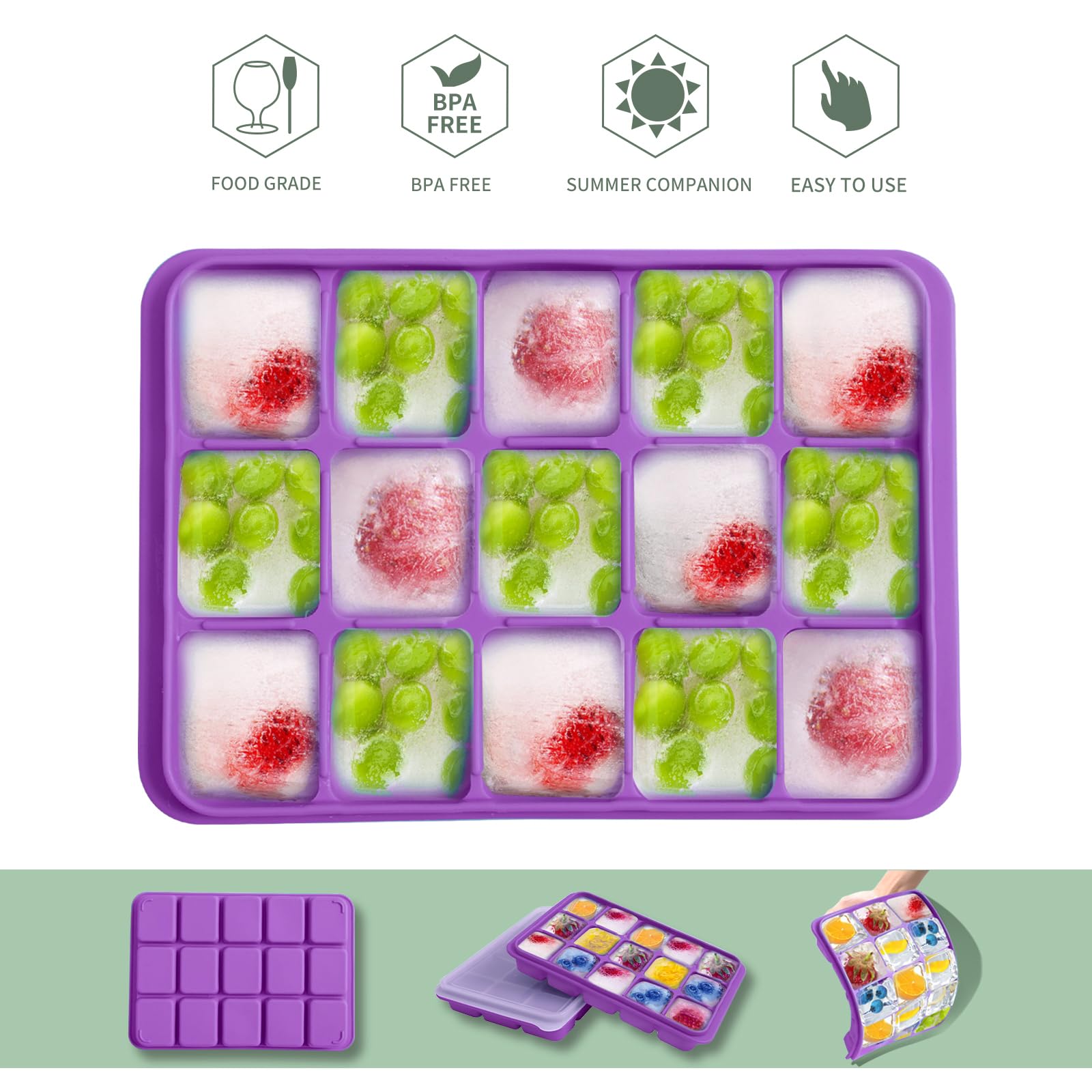 Tvmania easy-release ice cubes popping out smoothly for beverages.