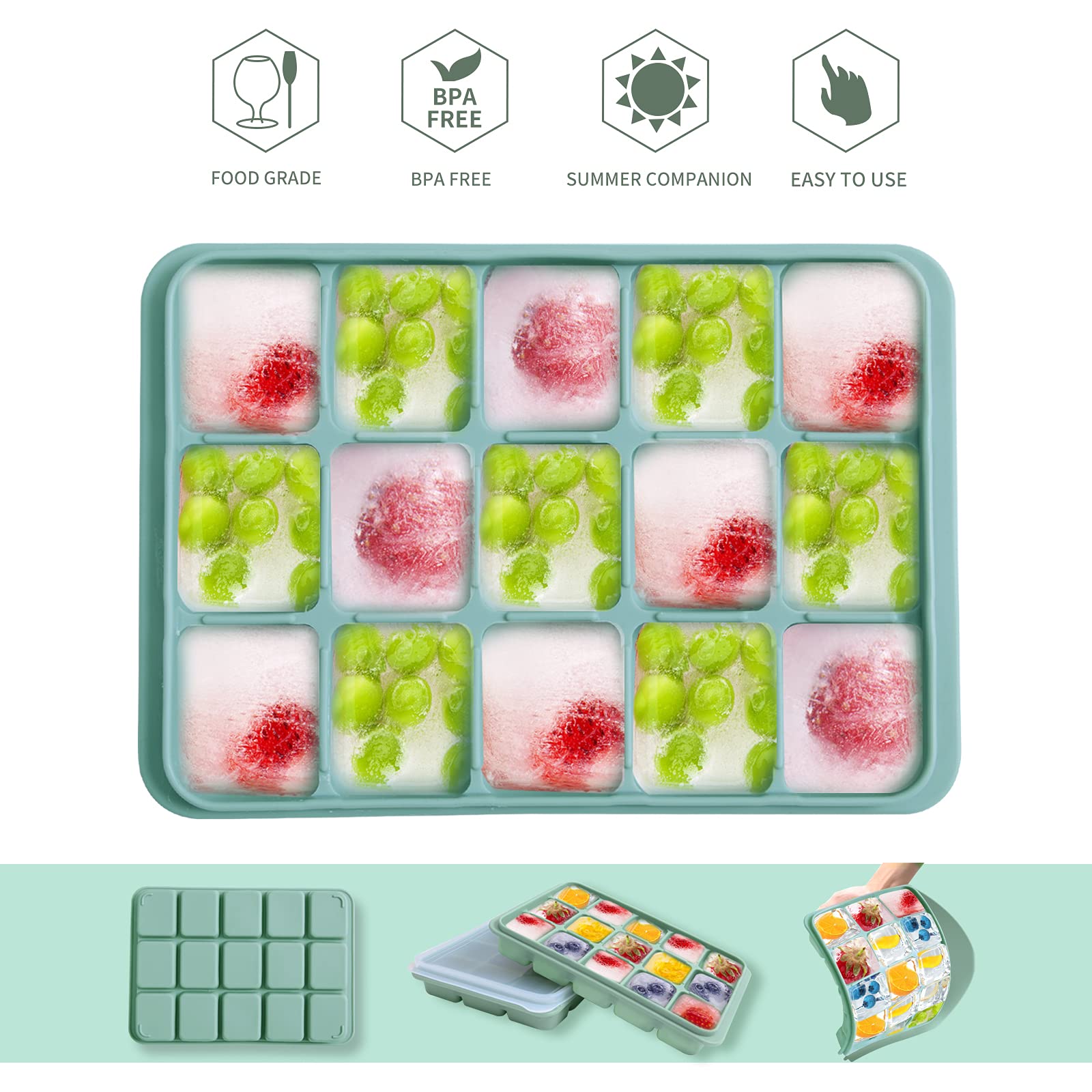 Tvmania BPA-free silicone ice trays suitable for freezing and reheating