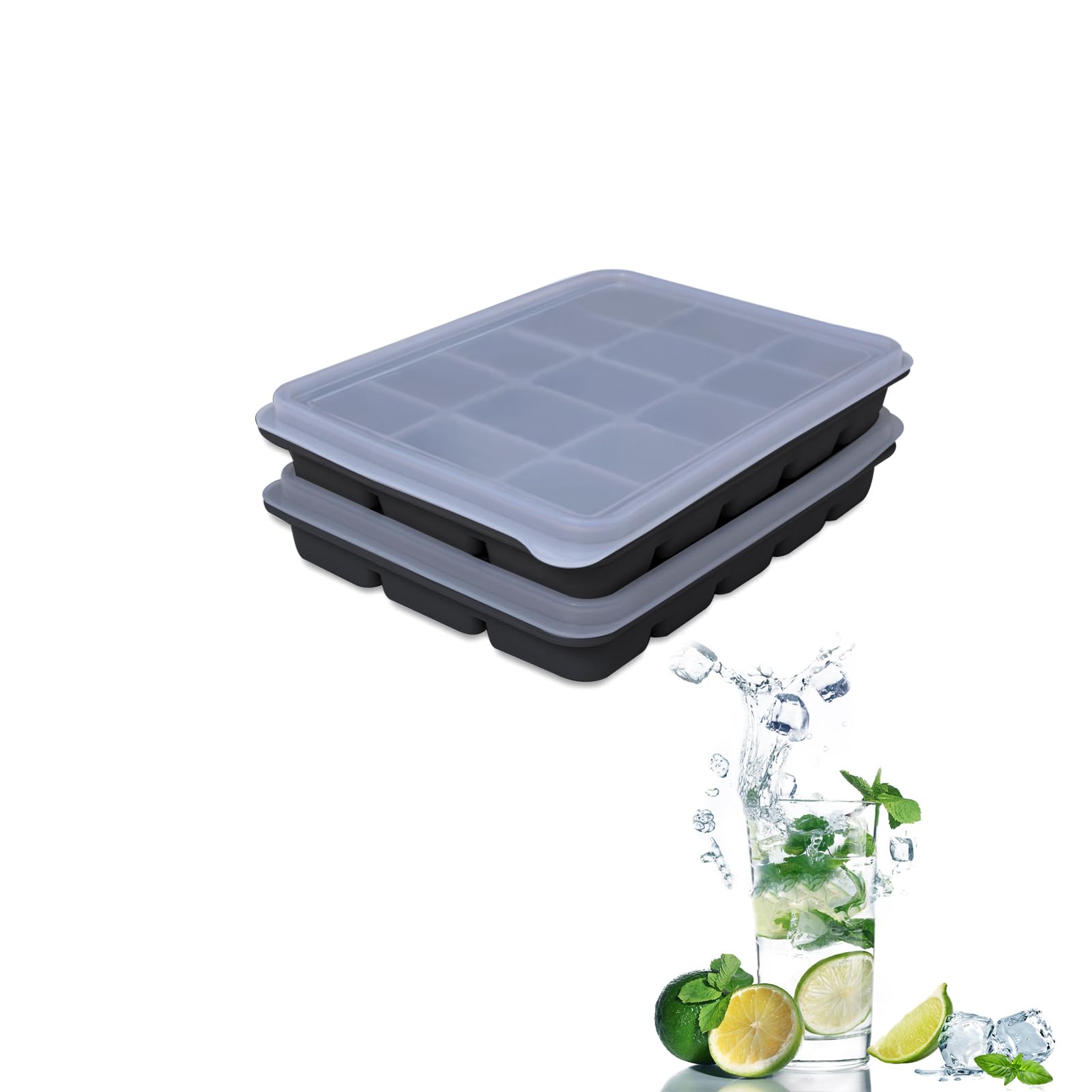 Tvmania Ice Cube Trays Set 2, top view, compact design for quick cooling.