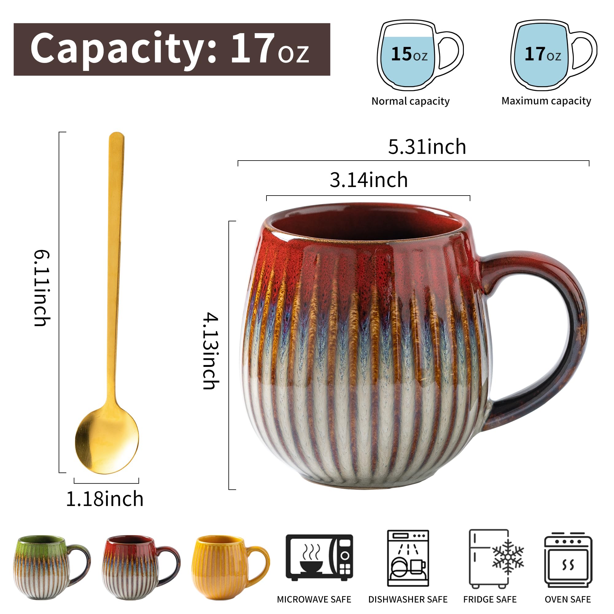 Tvvtuww 16 oz capacity mug for generous beverages.