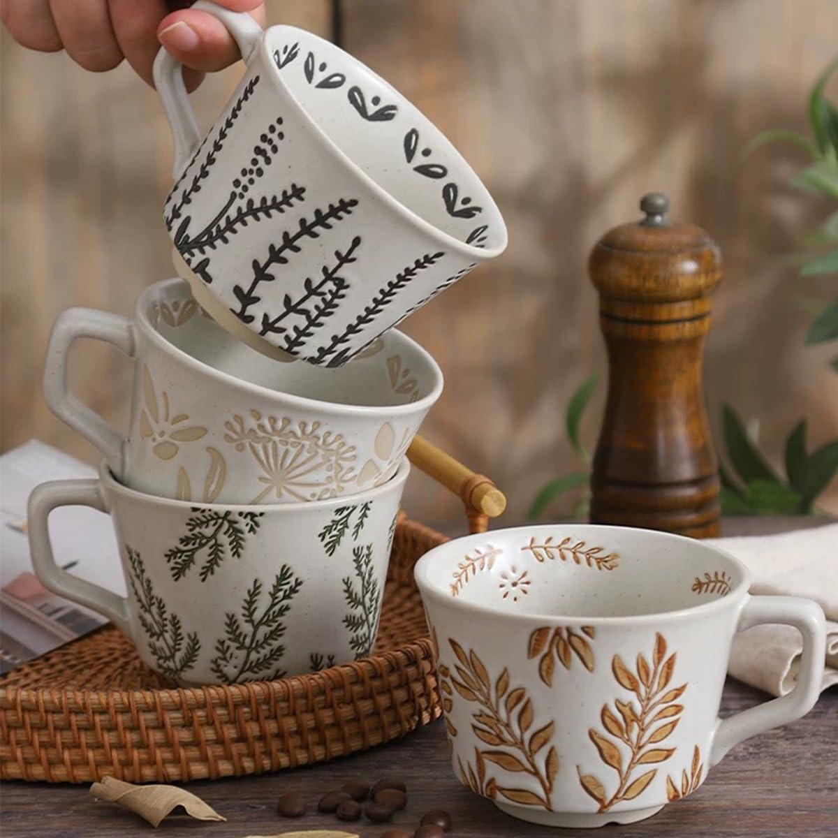 Tvvtuww textured stoneware mug offers warmth and durability.