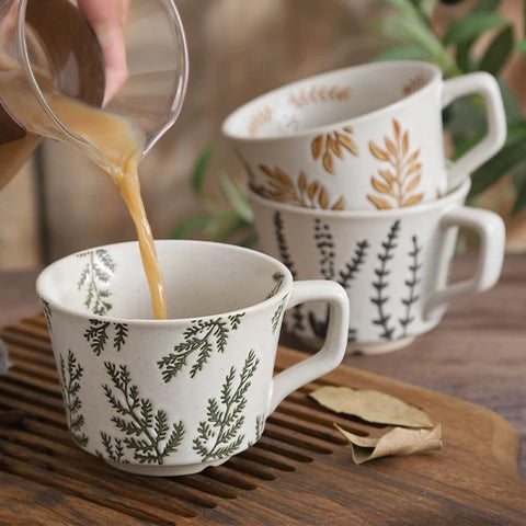 Tvvtuww ceramic mug inside pattern green leaf enhances visual appeal