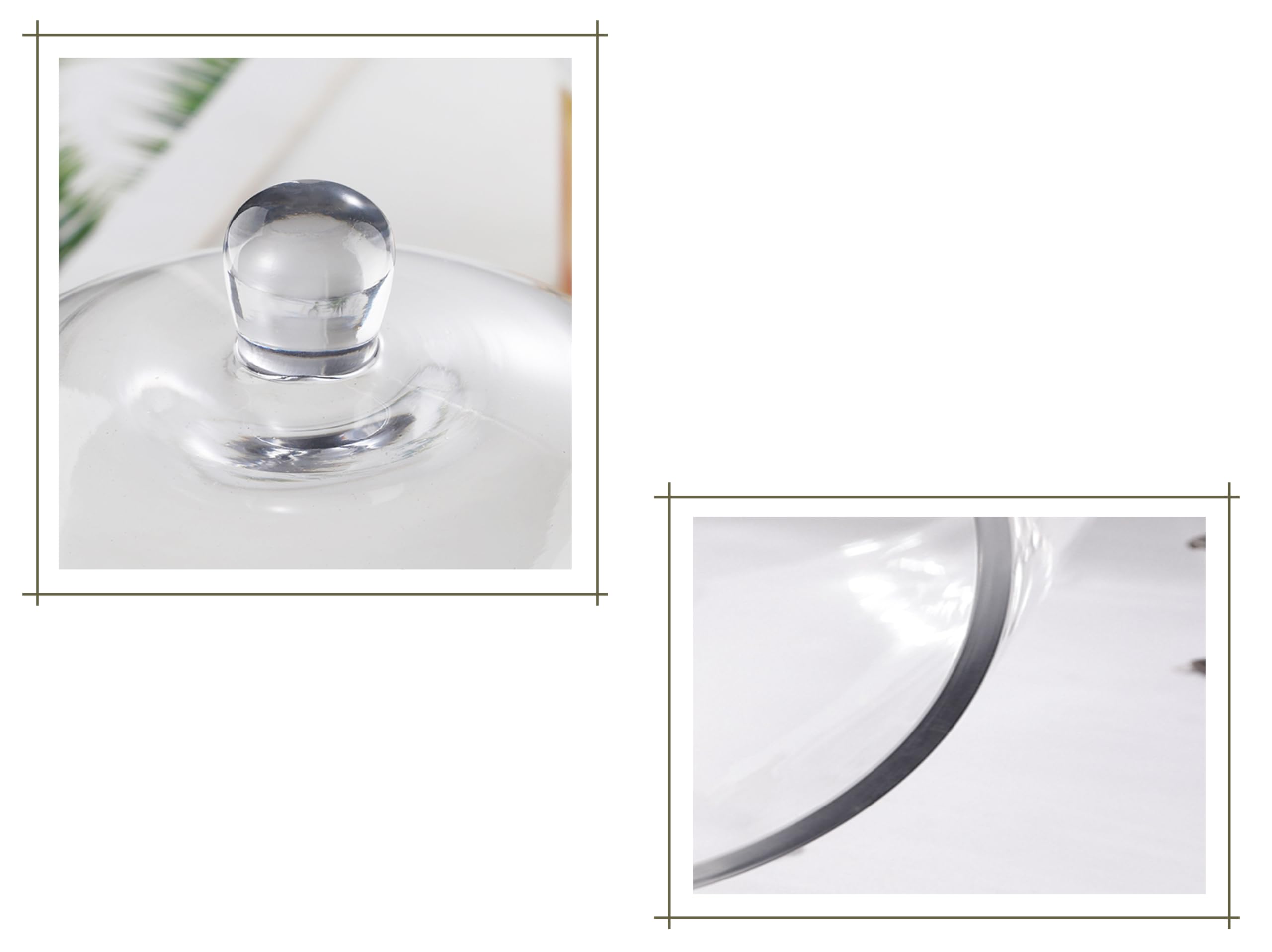 twakutwaku clear glass dome cloche highlights pastries on display.