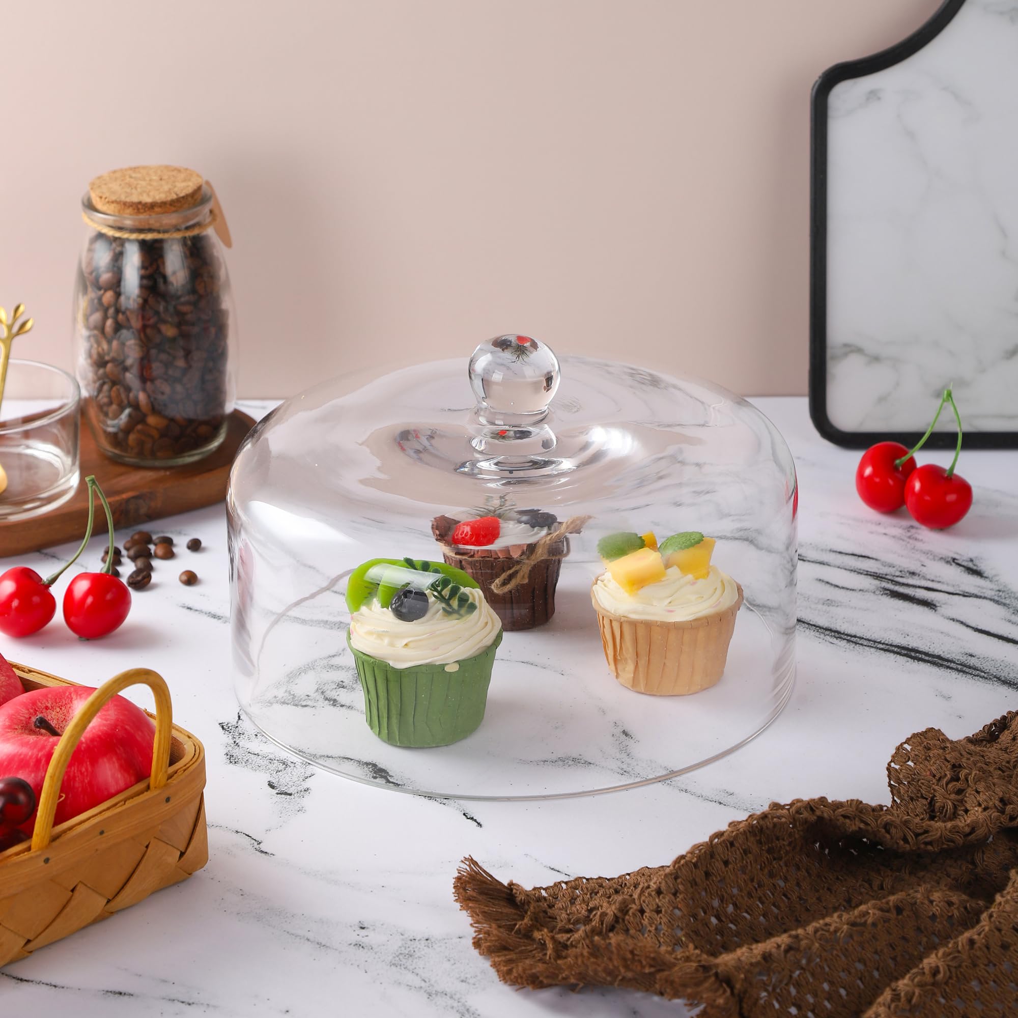 Twakutwaku dome for cake plate showcases on countertops and parties.
