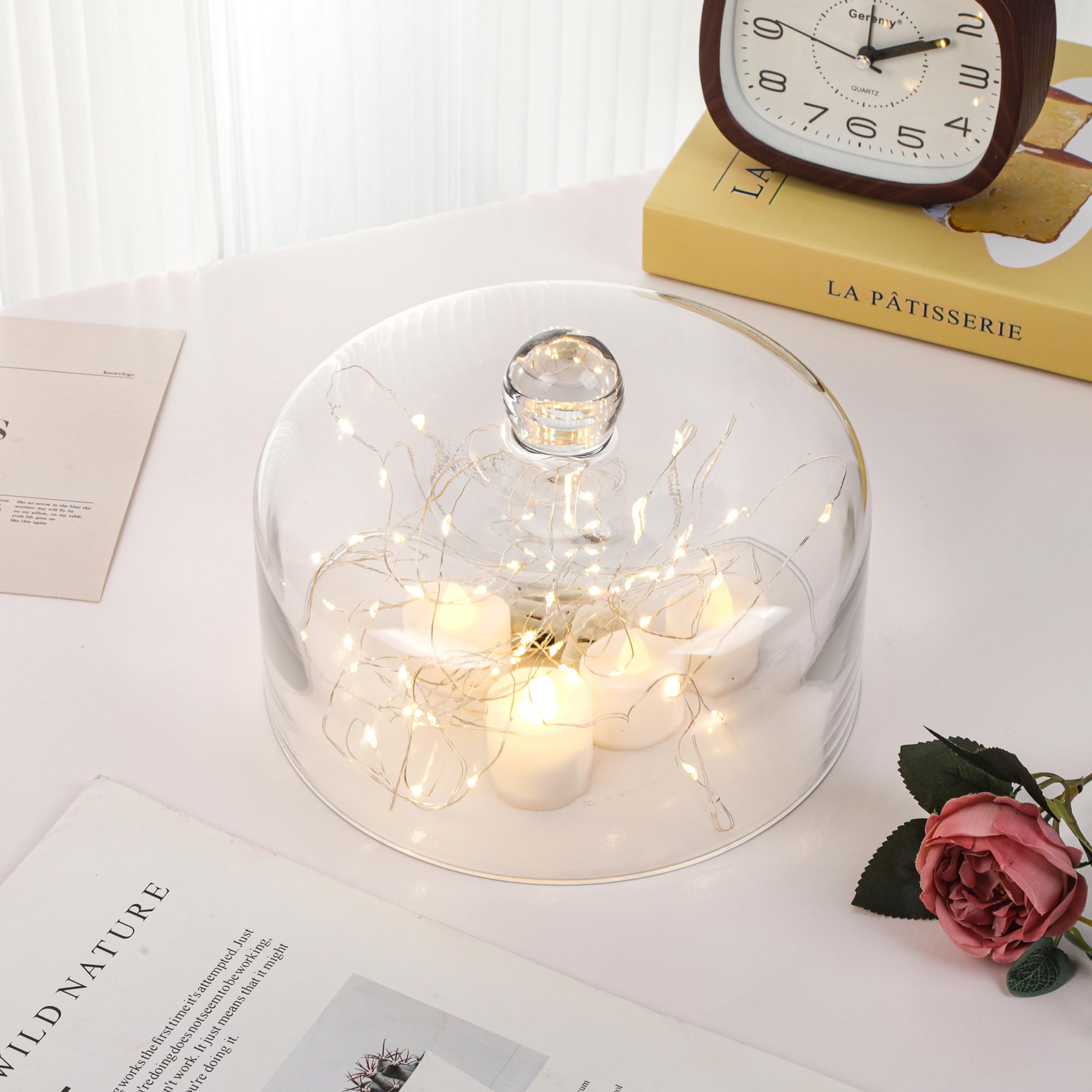 twakutwaku durable glass cloche cleans easily after gatherings.