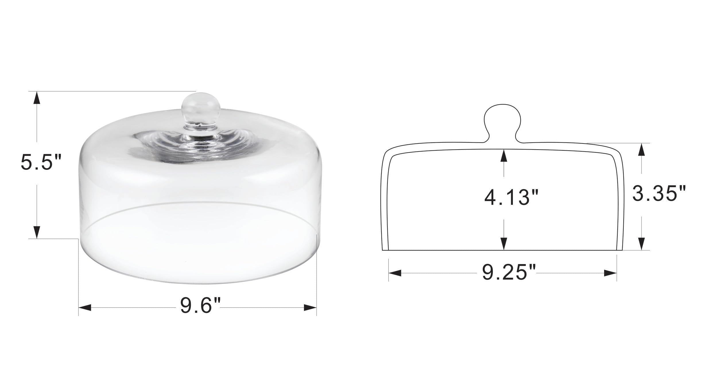Twakutwaku glass dome cloche highlights cakes while guarding them from dust.