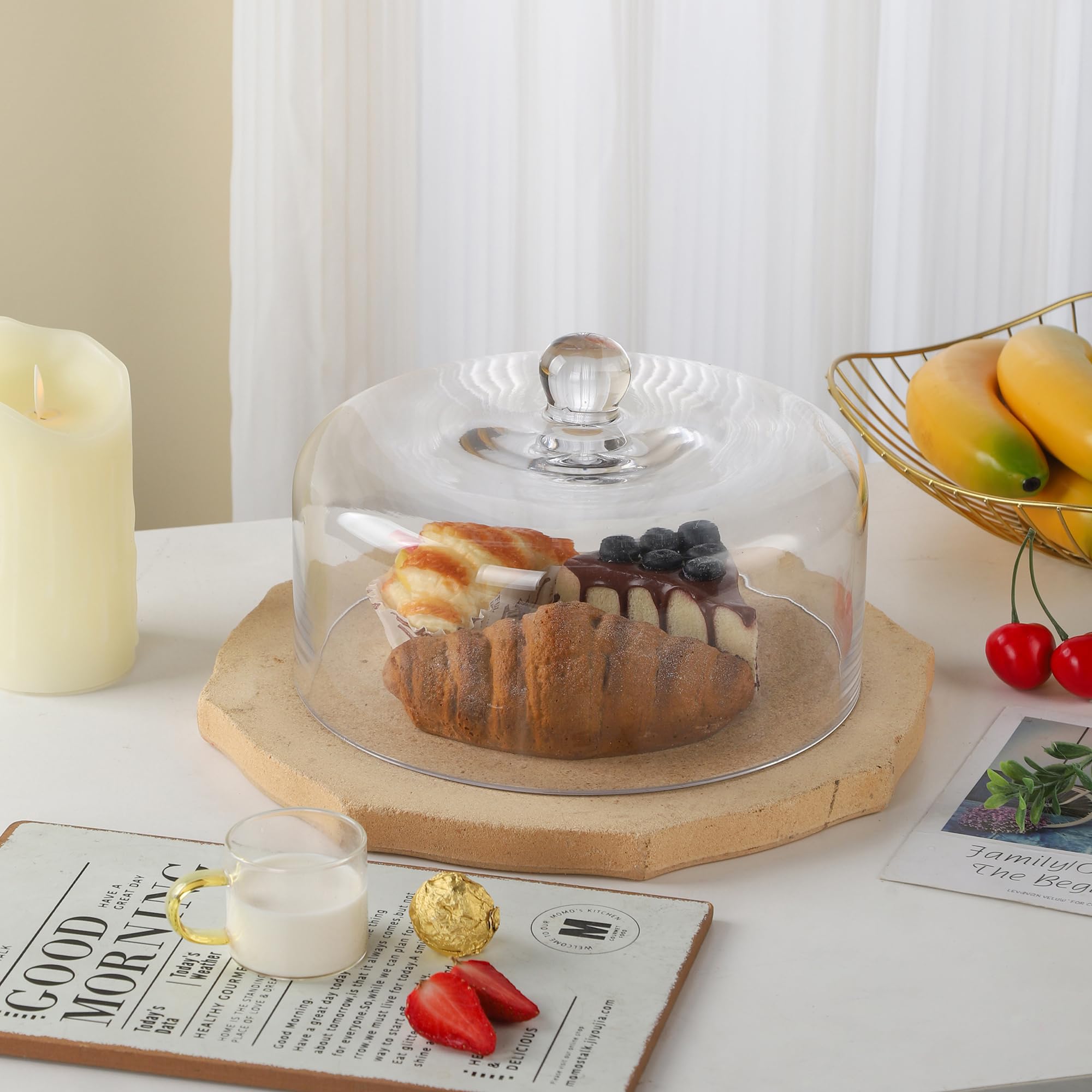 Twakutwaku glass dome display ideal for pastries and fresh fruit.