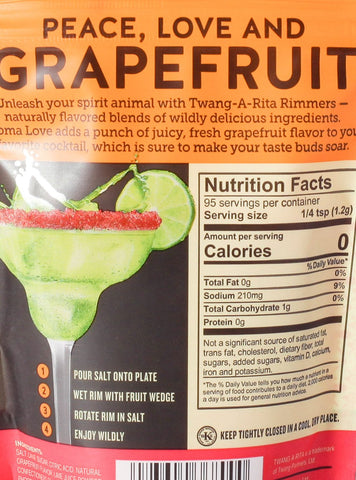 Twang Paloma Love Grapefruit rimming salt collection highlights natural flavor variety.
