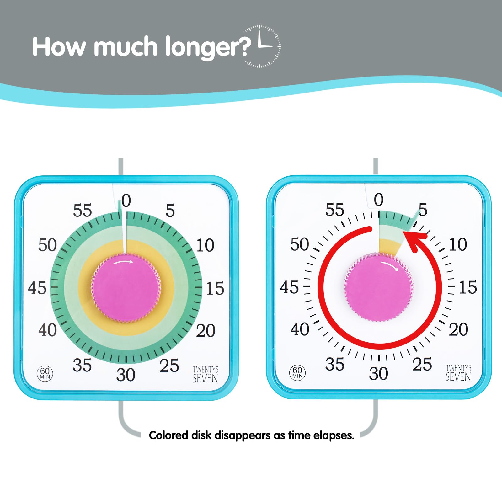 TWENTY5 SEVEN magnetic timer on fridge provides quick time cues for tasks