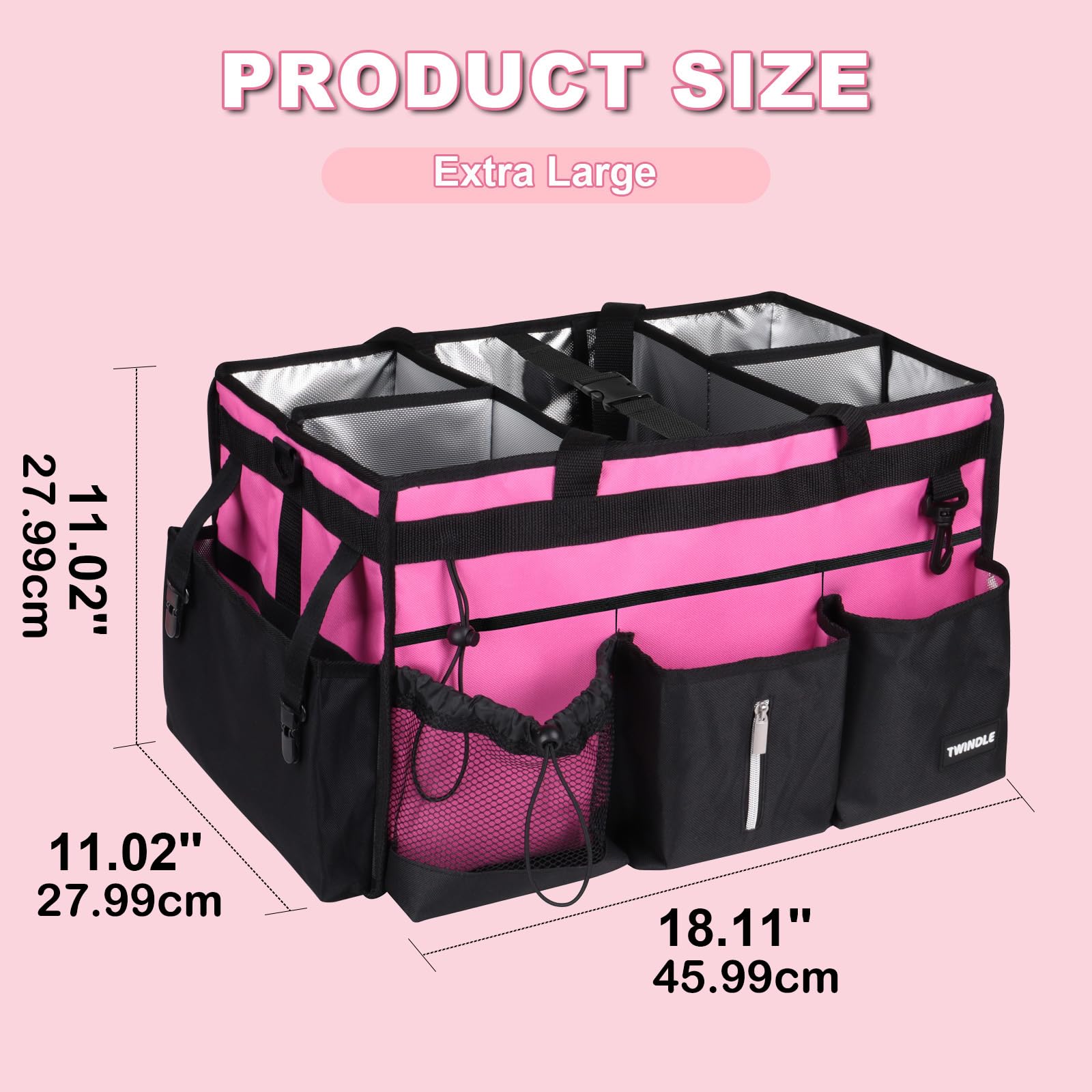 TWINDLE cleaning caddy with adjustable compartments keeps sprays, towels, and brushes neatly sorted.