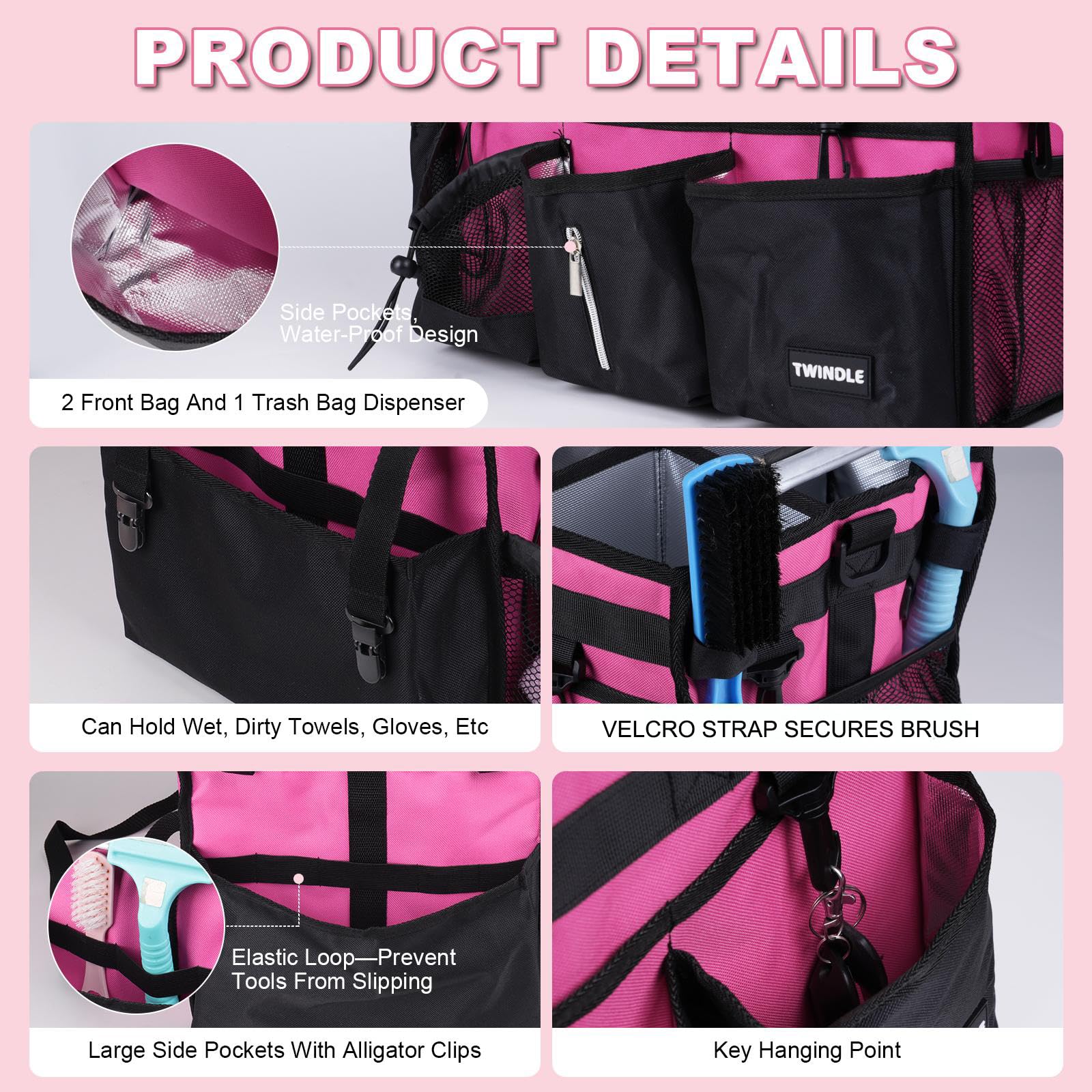 TWINDLE front pockets store IDs, business cards, or phones for quick access.