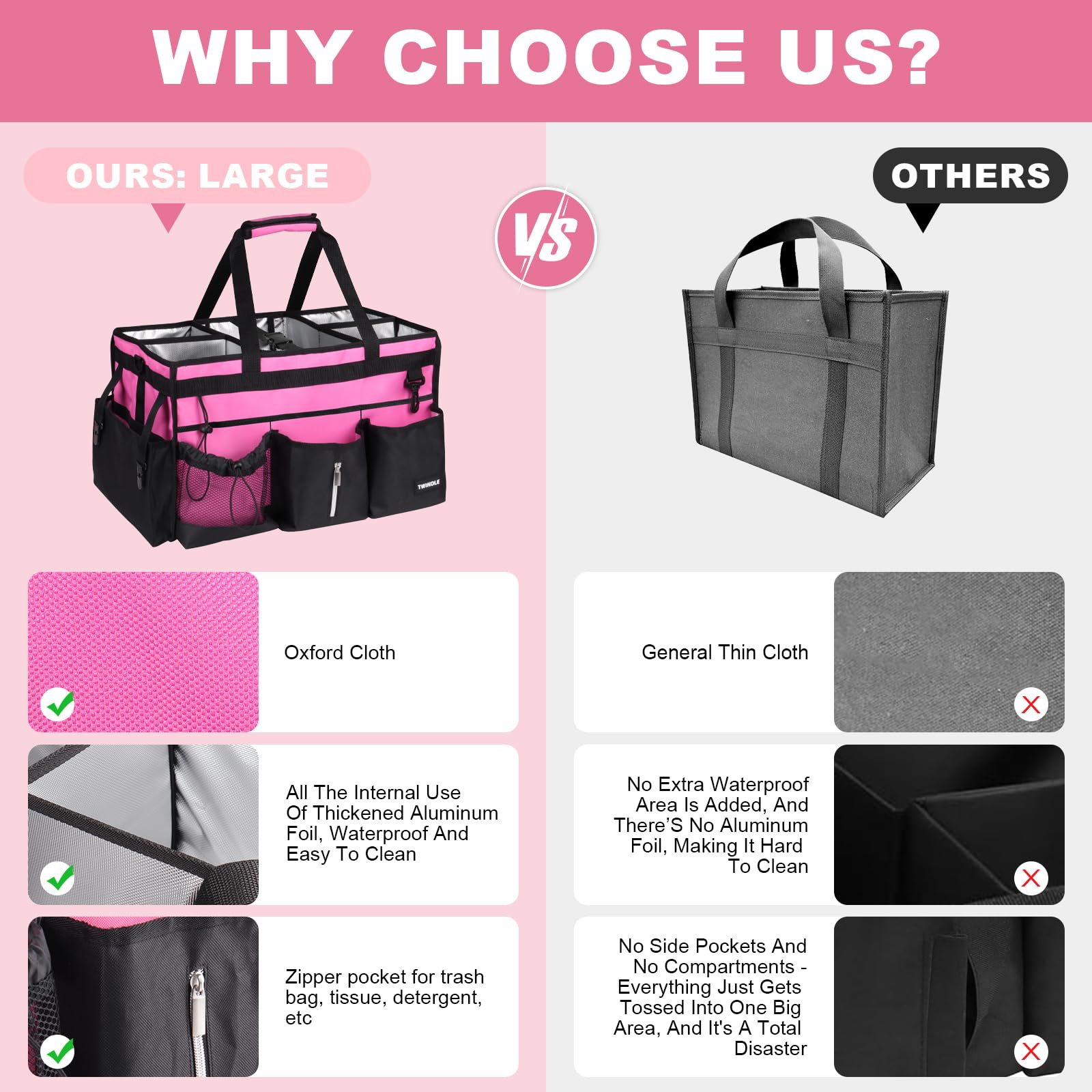 TWINDLE caddy with shoulder strap and waist belt enables hands-free cleaning on the go.