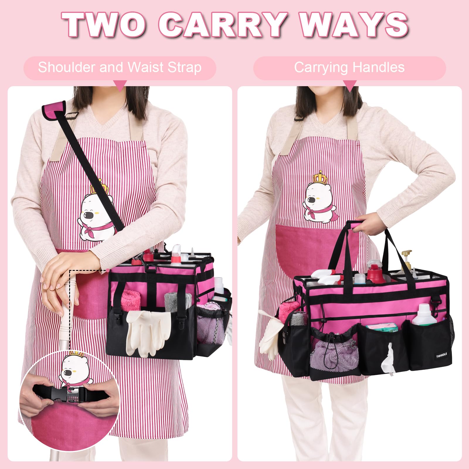 TWINDLE caddy's water-resistant Oxford fabric resists spills for durable daily use.