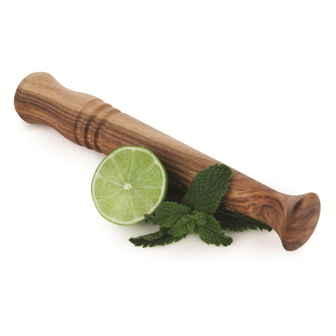 Twine Acacia Wood Mojito Muddler with ergonomic grip for easy muddling.