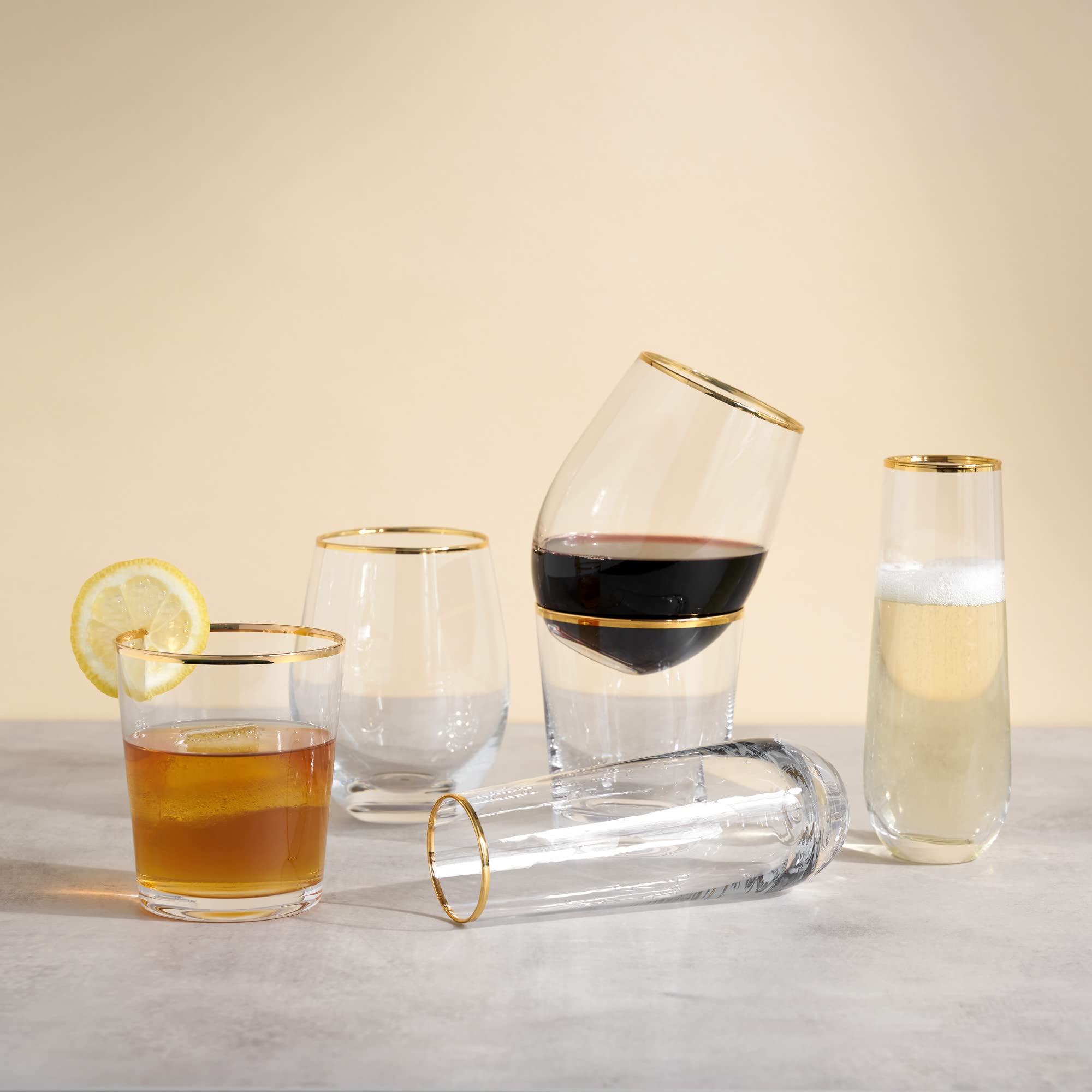 Twine gilded stemmed wine glass creates a refined look for weddings and anniversaries.