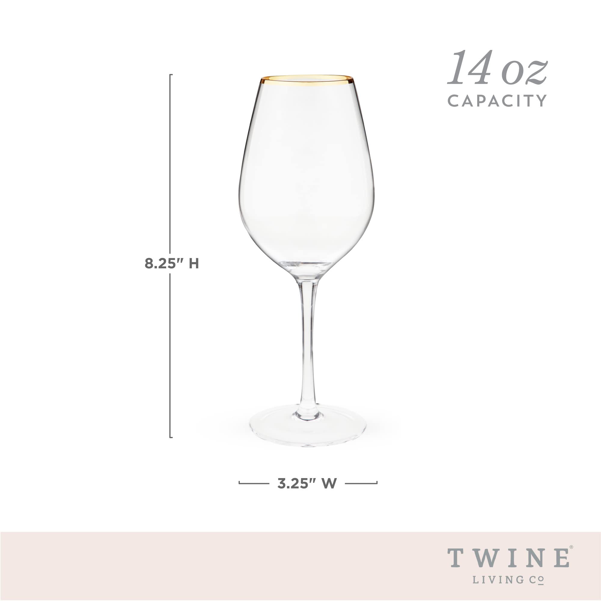 Twine gilded stemmed wine glass highlights chardonnay hues at brunch gatherings.