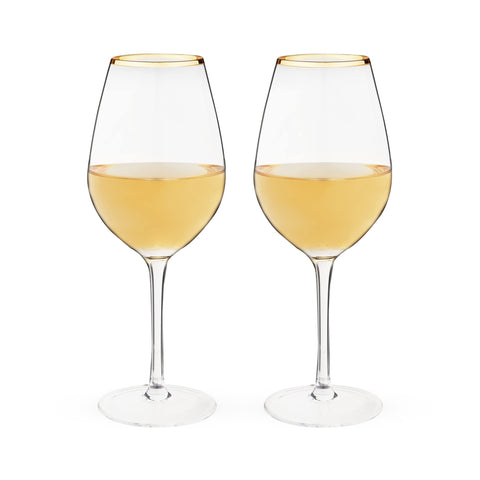 Twine gilded stemmed wine glass with gold rim for elegant candlelit dinners.