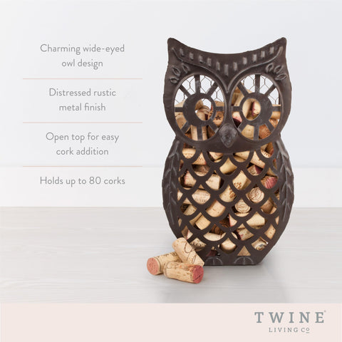 Twine Wise Owl cork display with bronze finish adds rustic kitchen charm.