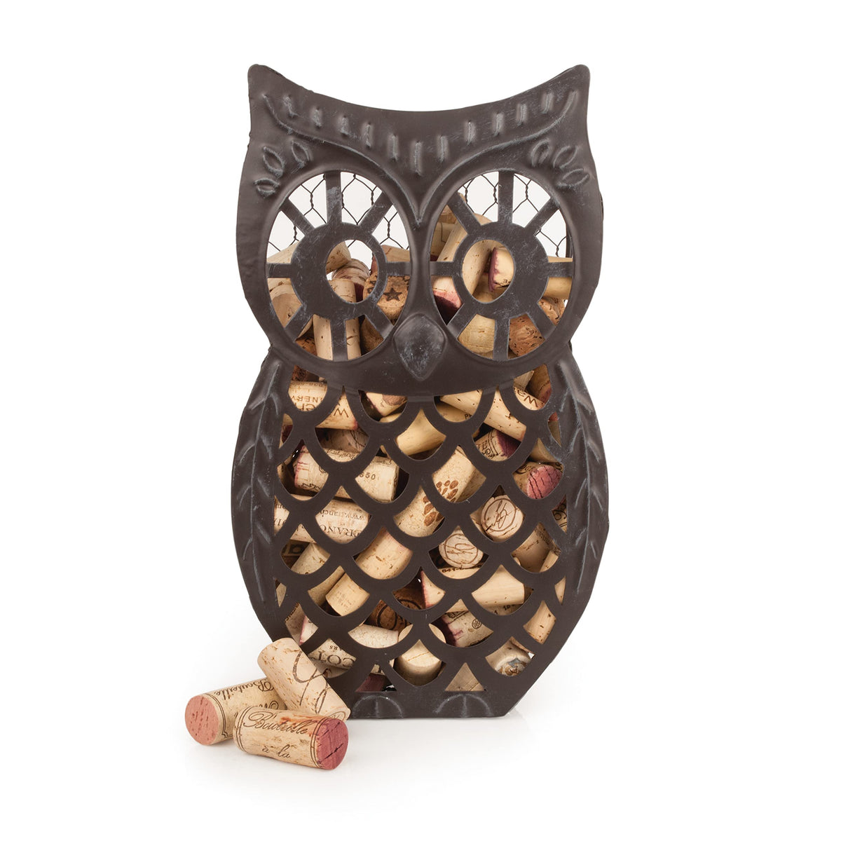 Twine Wise Owl cork holder with open top for easy cork additions.
