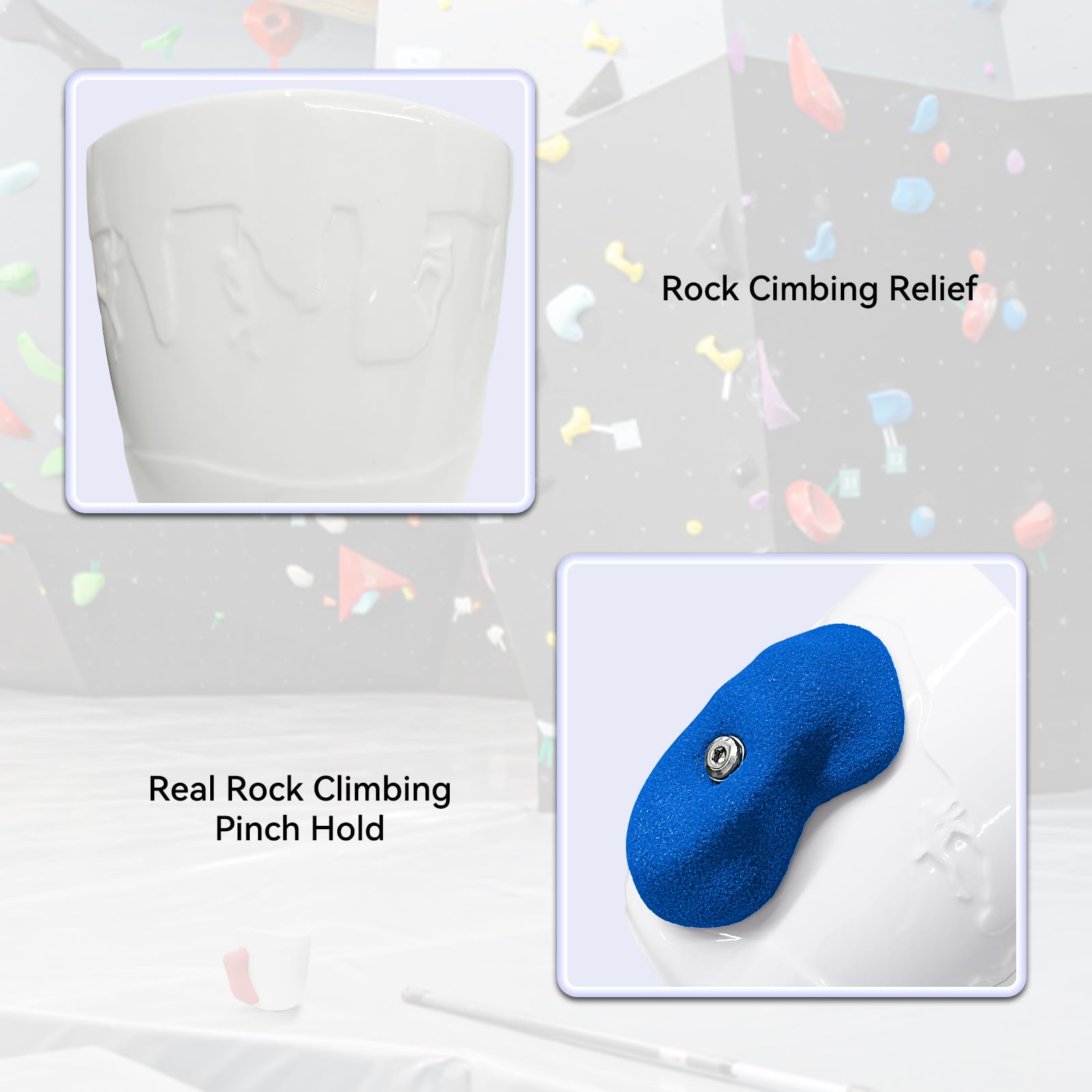TWO STONES mug body shows rock climbing relief textures
