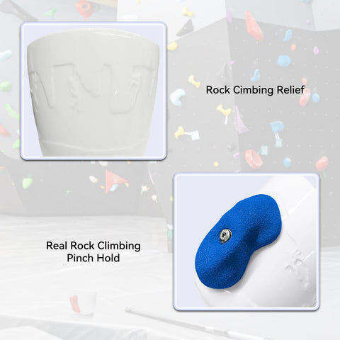 TWO STONES mug body shows rock climbing relief textures