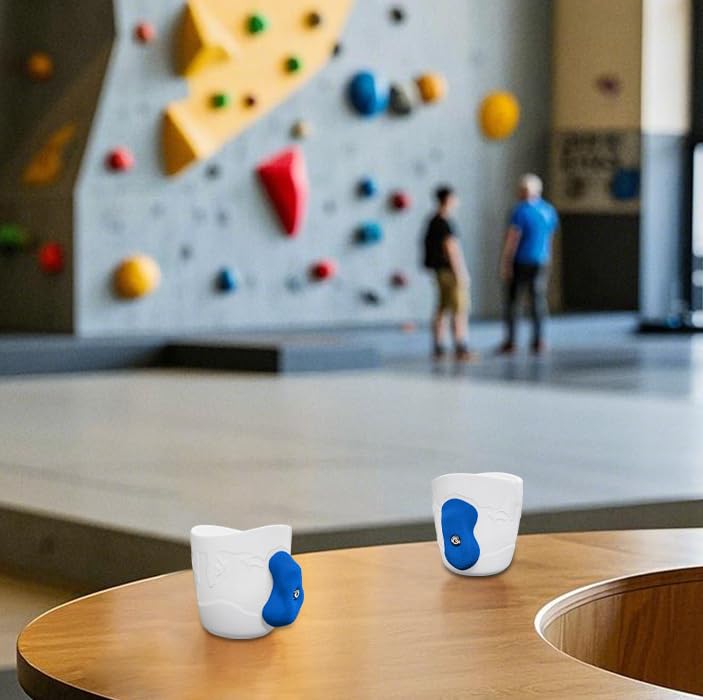 TWO STONES white and blue mug blends style with climbing vibes