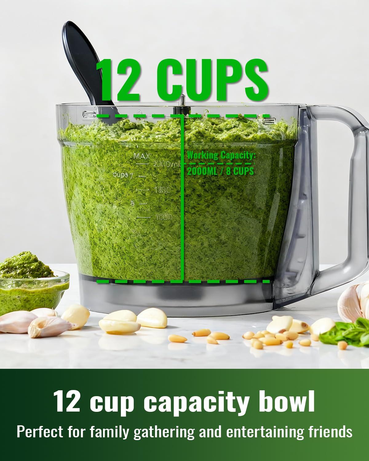 TWOMEOW Food Processor performs dicing and slicing for precise textures.