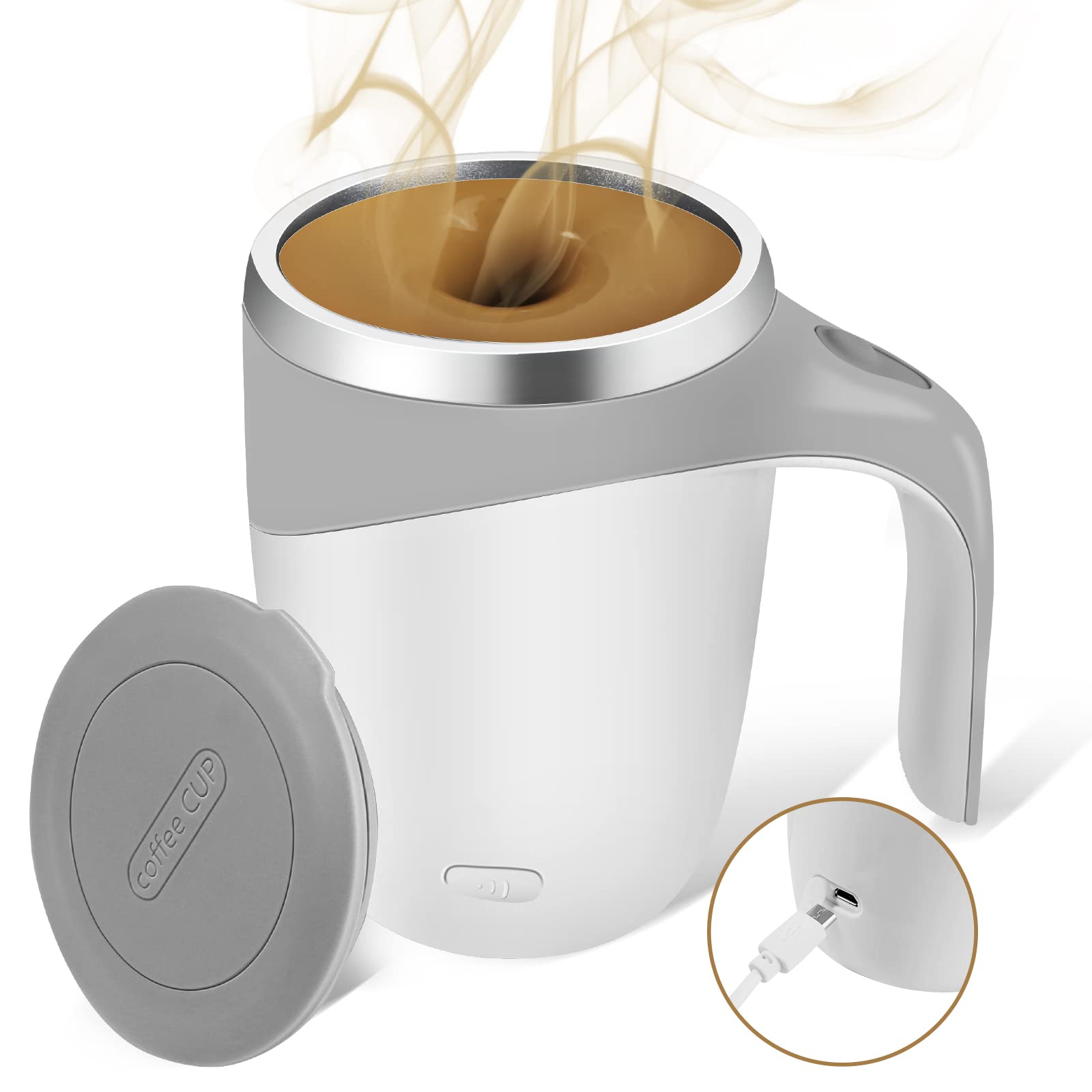 TXLOOK self-stirring mug with automatic action for perfectly blended coffee.