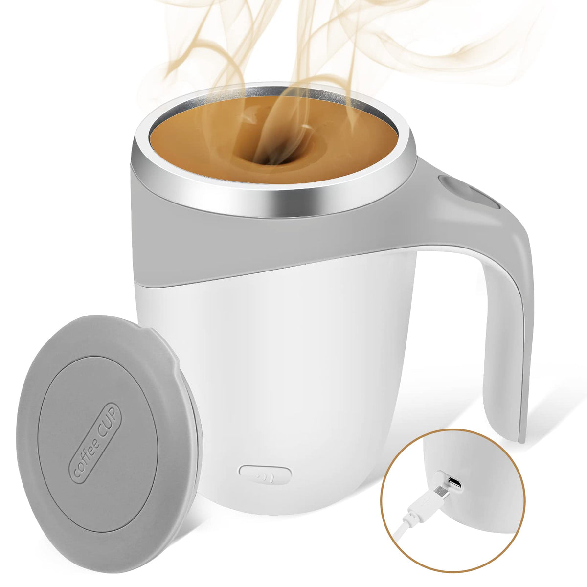 TXLOOK self-stirring mug with automatic action for perfectly blended coffee.
