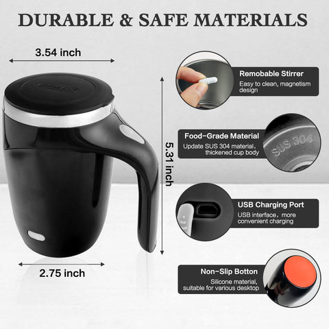 TXLOOK self-stirring mug USB port highlights rechargeable convenience on the go