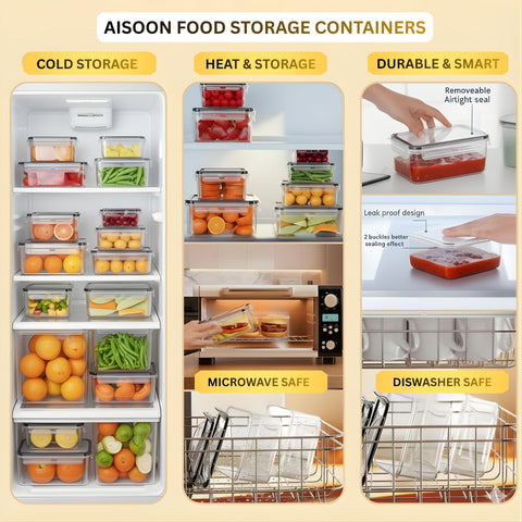 TYKOON AISOON 34oz rectangle container, transparent design keeps ingredients visible