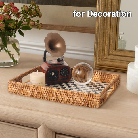 Tynulox decorative tray on coffee table complements living room decor