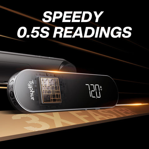 Typhur InstaProbe Core sunlight-readable LED screen for reliable outdoor cooking readings