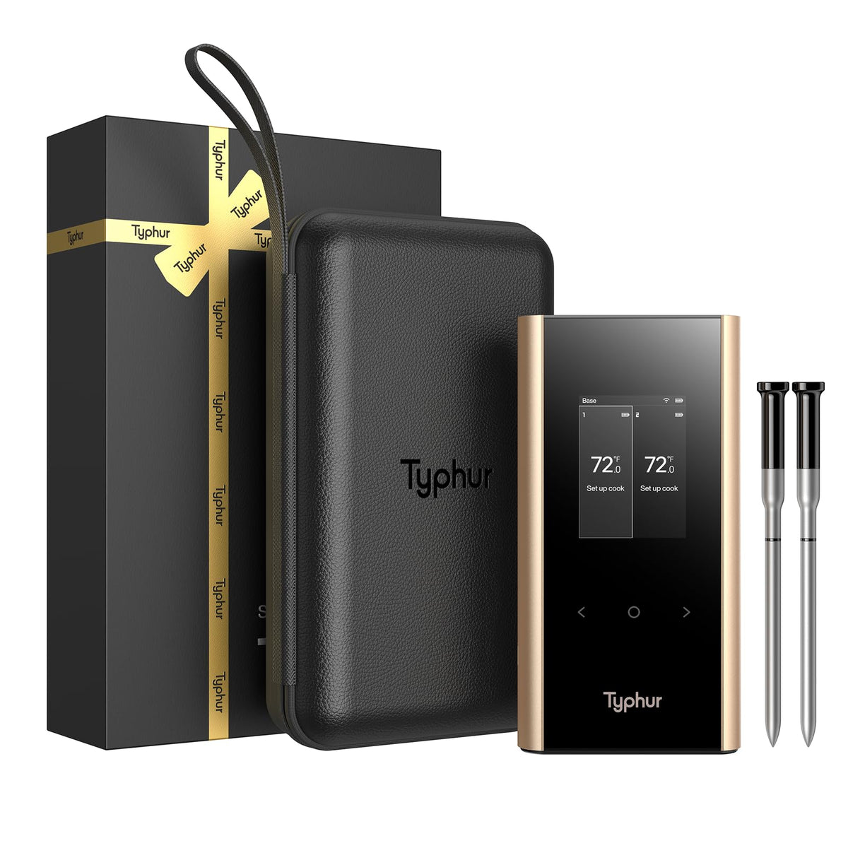 Typhur Sync Gold Dual Gift Set box showcases festive packaging for gifting and ready-to-use convenience.