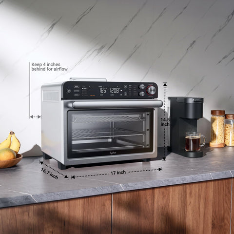 Typhur Sync Oven 27qt capacity shown in kitchen setup.