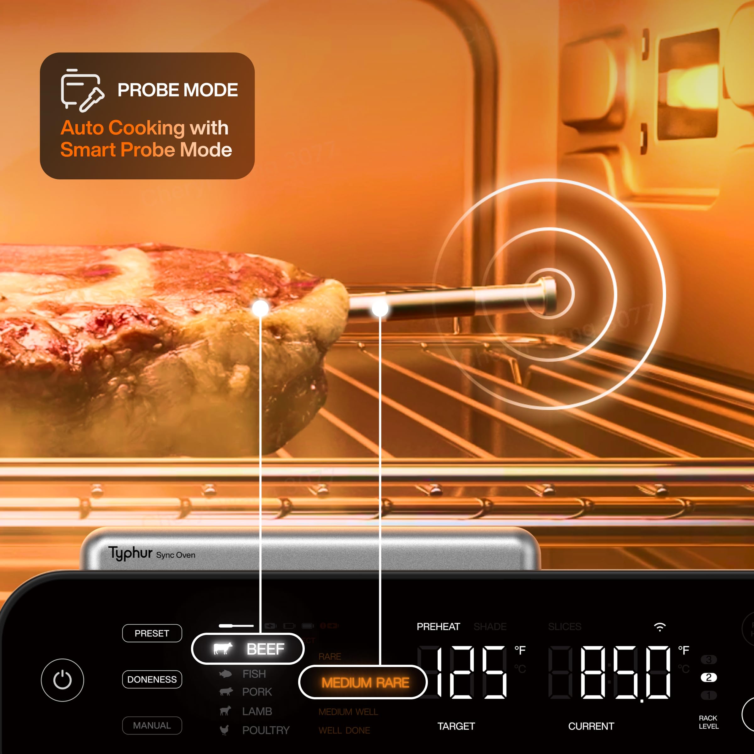 Typhur Sync Oven top view shows 360-degree turbo convection.