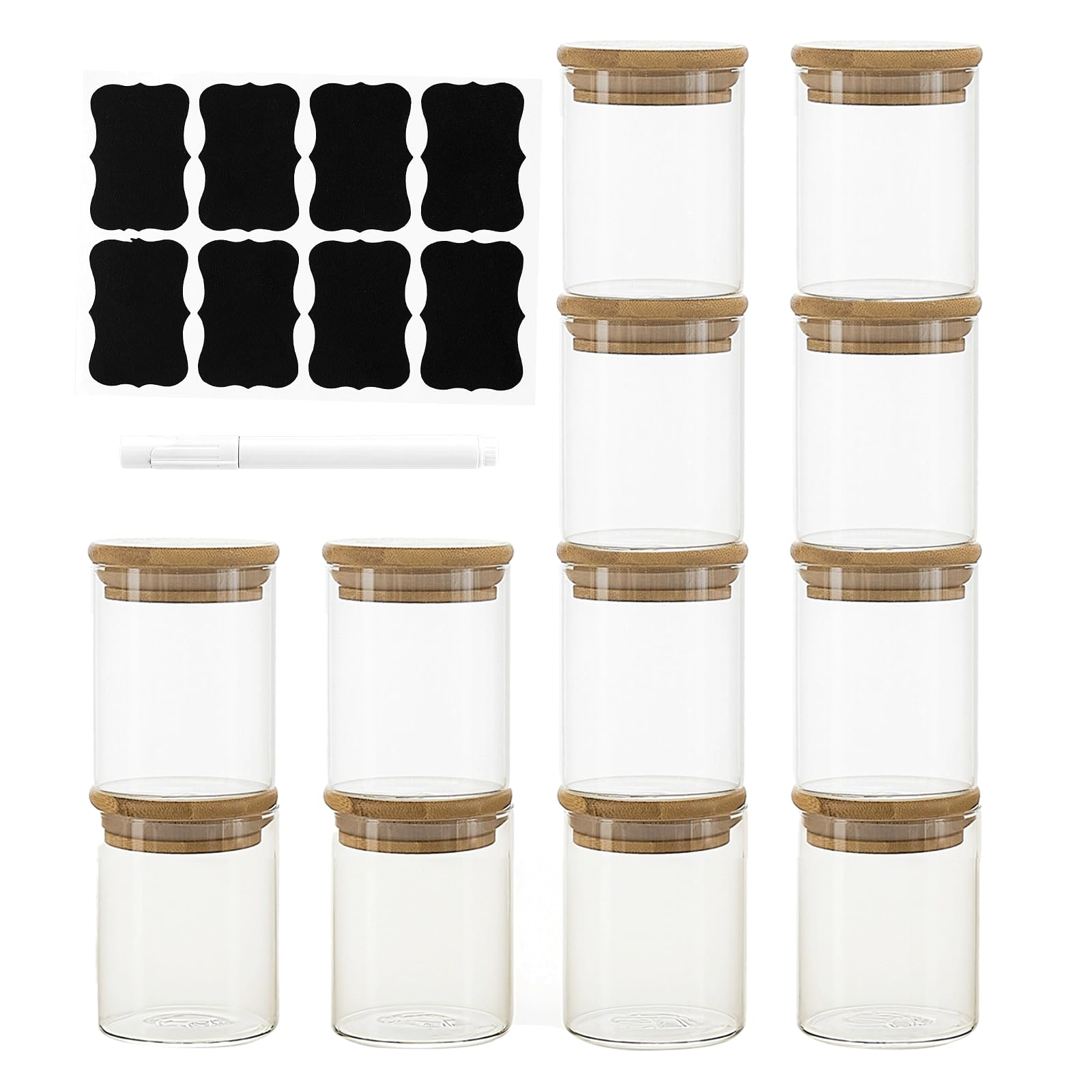 TYQG 12-pack round 8oz glass jars for pantry organization and freshness.