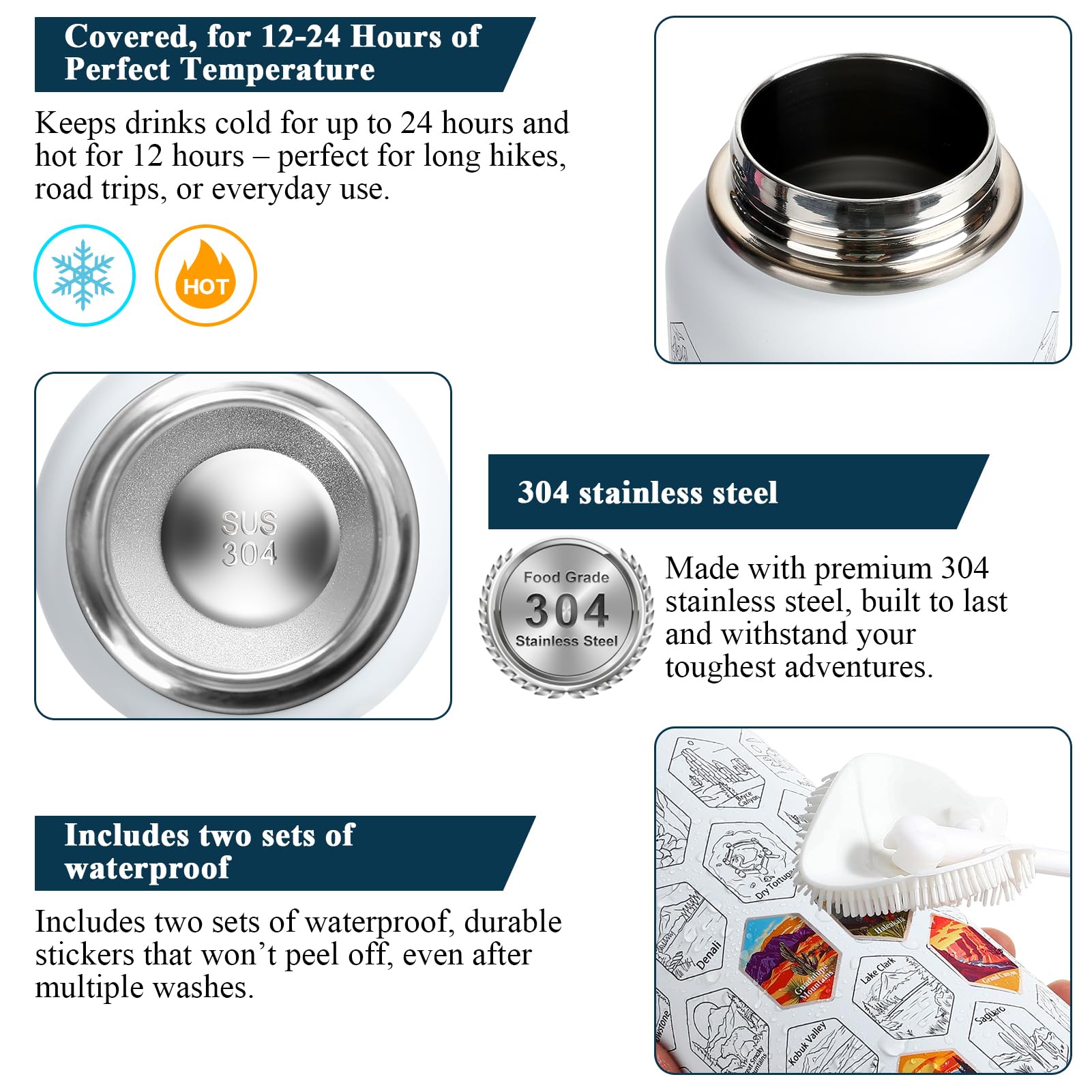 Tyraivl 304 stainless steel insulated bottle keeps beverages cold or hot.