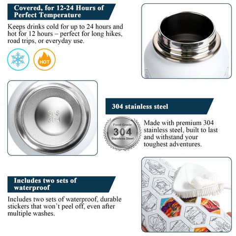 Tyraivl 304 stainless steel insulated bottle keeps beverages cold or hot.